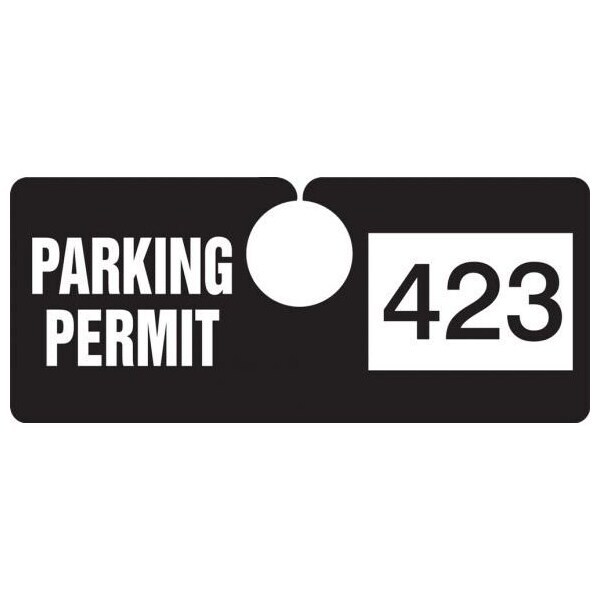 Accuform Parking Permit Tag, Numbered 400-499, Black, 2in x 4.75in, Laminated PF-Cardstock, 100PK TNT423BKE - main